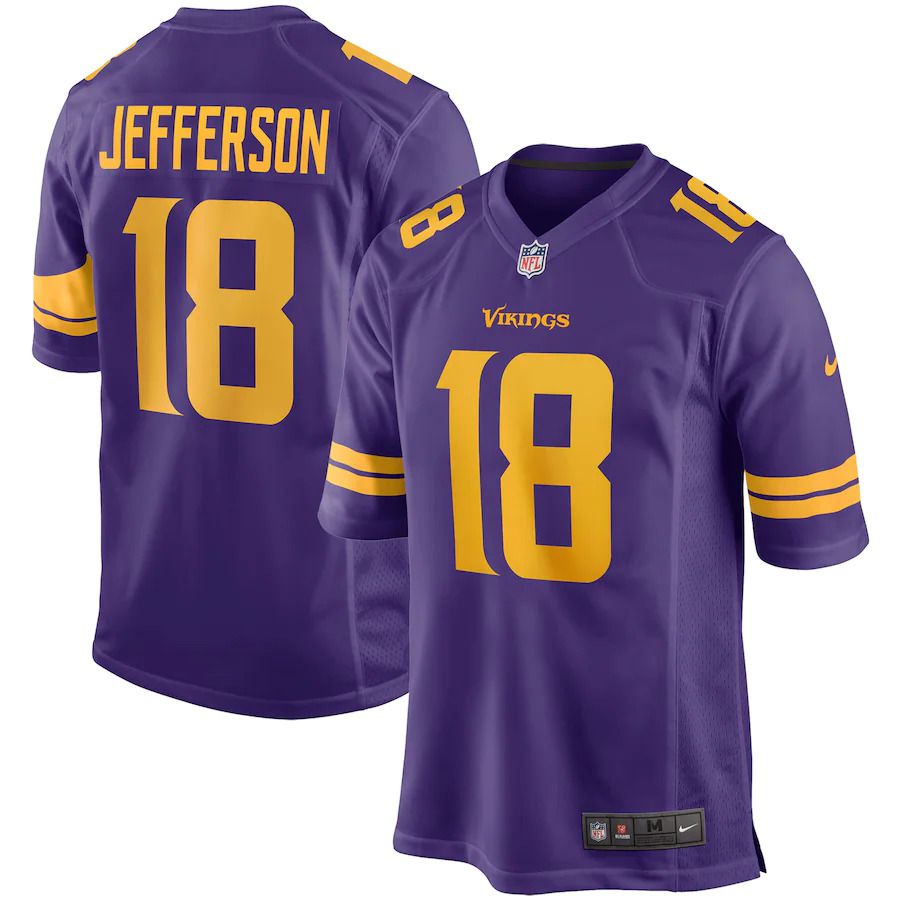 Men Minnesota Vikings 18 Justin Jefferson Nike Purple Alternate Game NFL Jersey